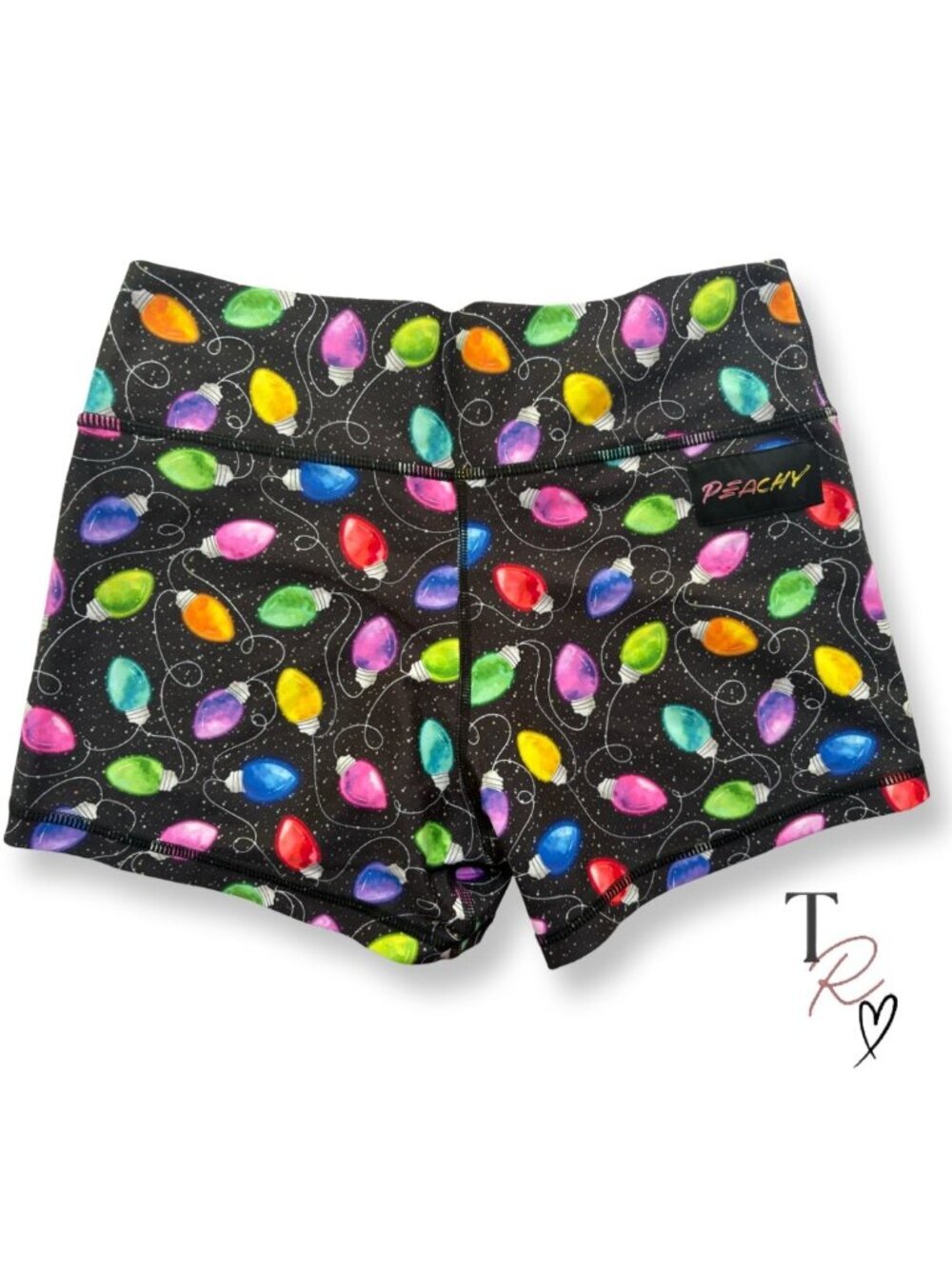 Peachy Athletic NWOT Crossfit Gym Booty Shorts Christmas Print Size Medium